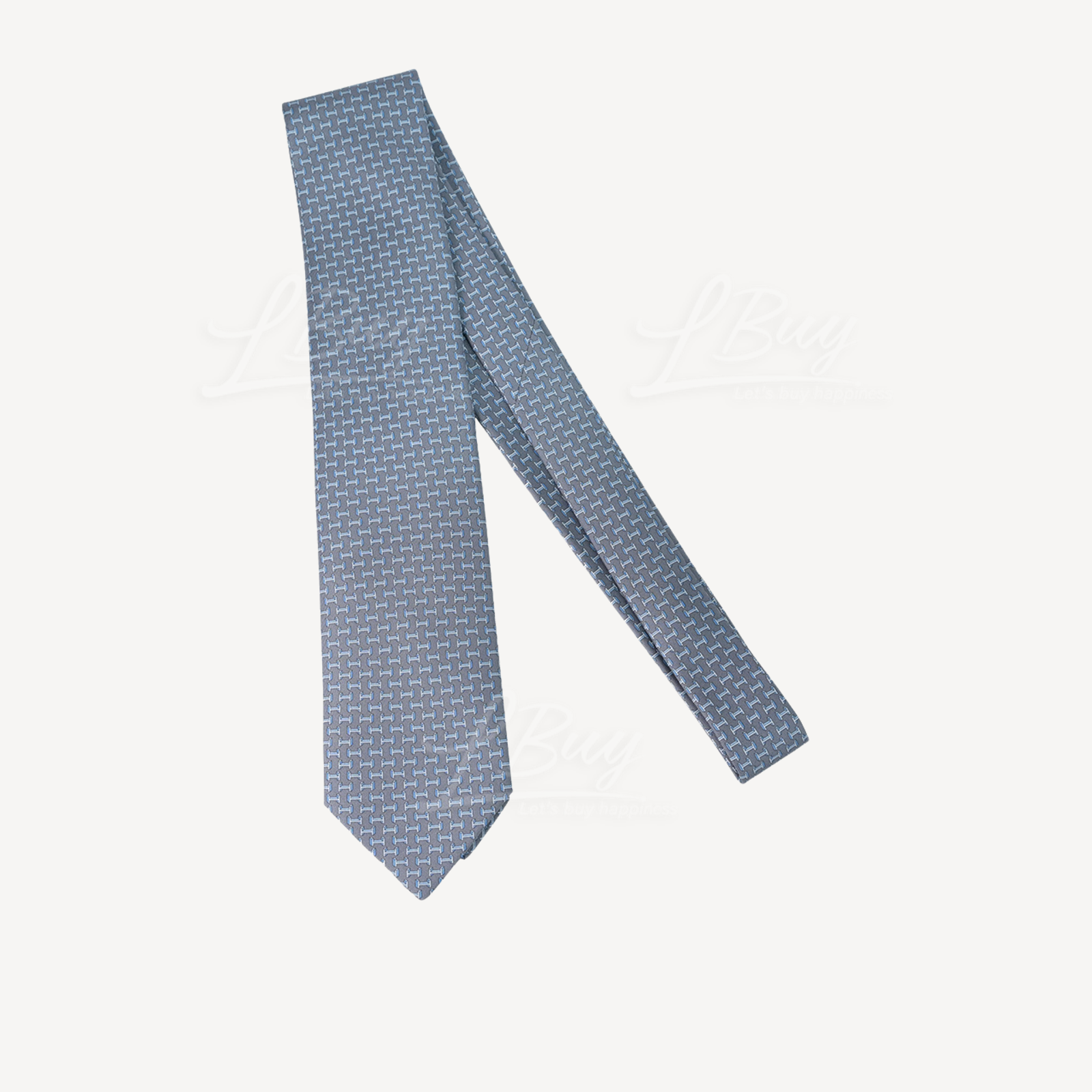 Hermes H En Relief Tie 灰色 蓝色 天空蓝