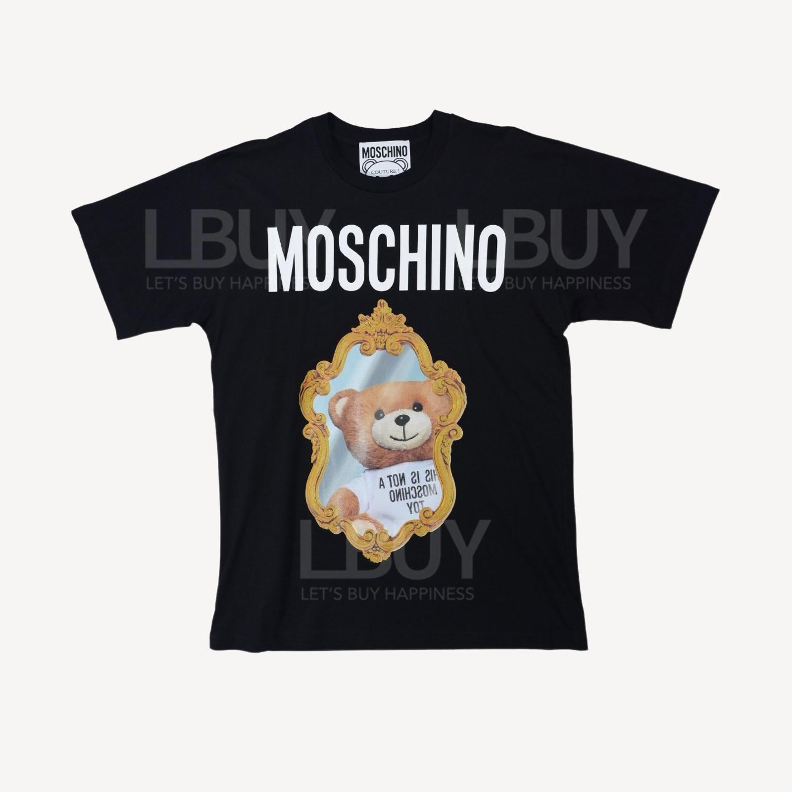 Moschino Mirror Teddy Bear Logo T-Shirt Black