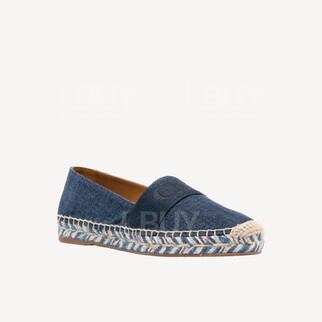 Chloe flat espadrille Piia logo刺繡草編鞋 漁夫鞋 牛仔藍