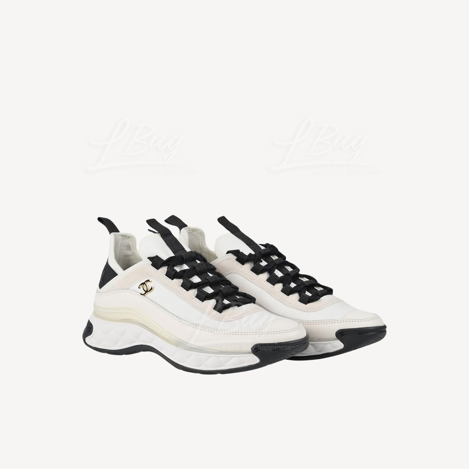 Chanel Black and White Suede Calfskin Sneaker