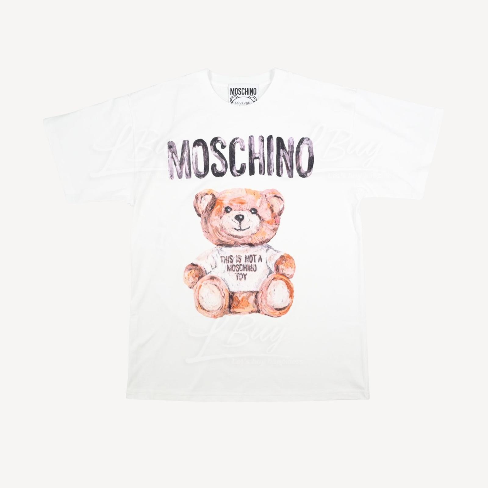 Moschino Couture 油画泰迪熊Logo 短袖T恤 白色