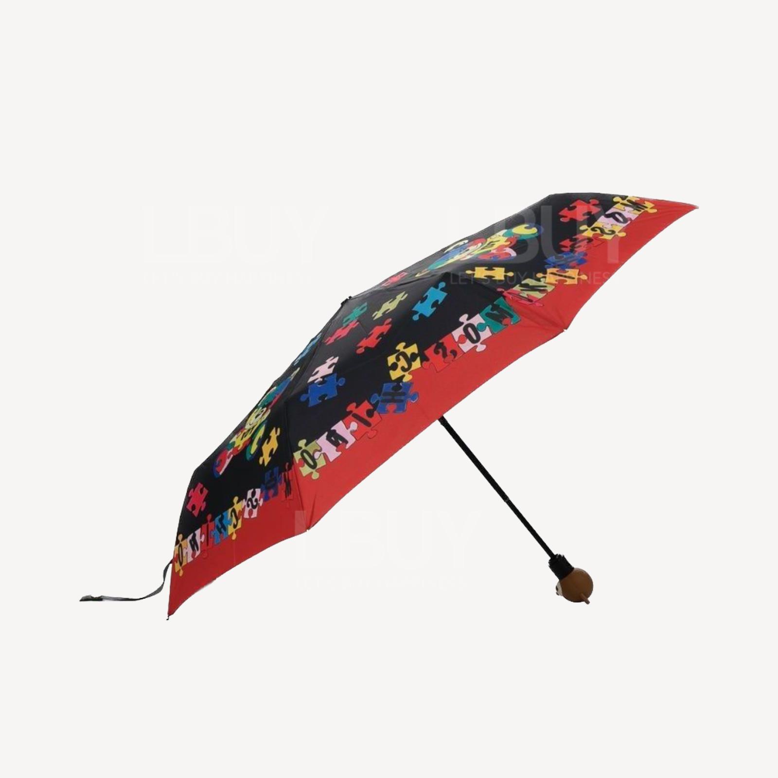 Moschino 黑色Puzzle 熊仔自動雨傘