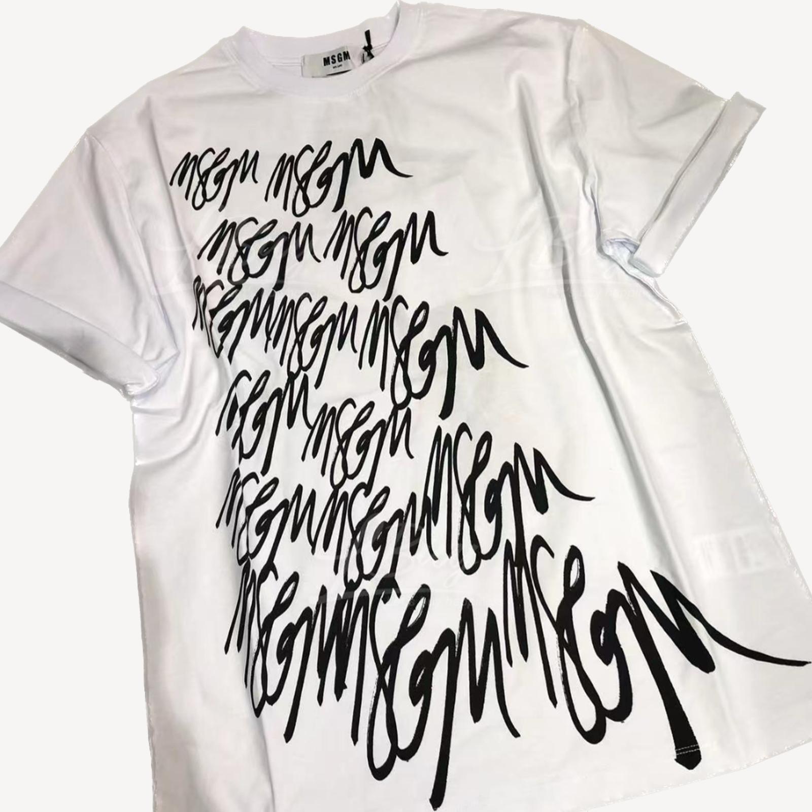 MSGM 英文潦草字圓領短袖Tee