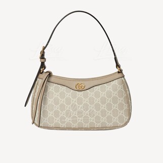 Gucci Ophidia GG Logo Supreme 帆布小型手袋腋下包 燕麦色 735145