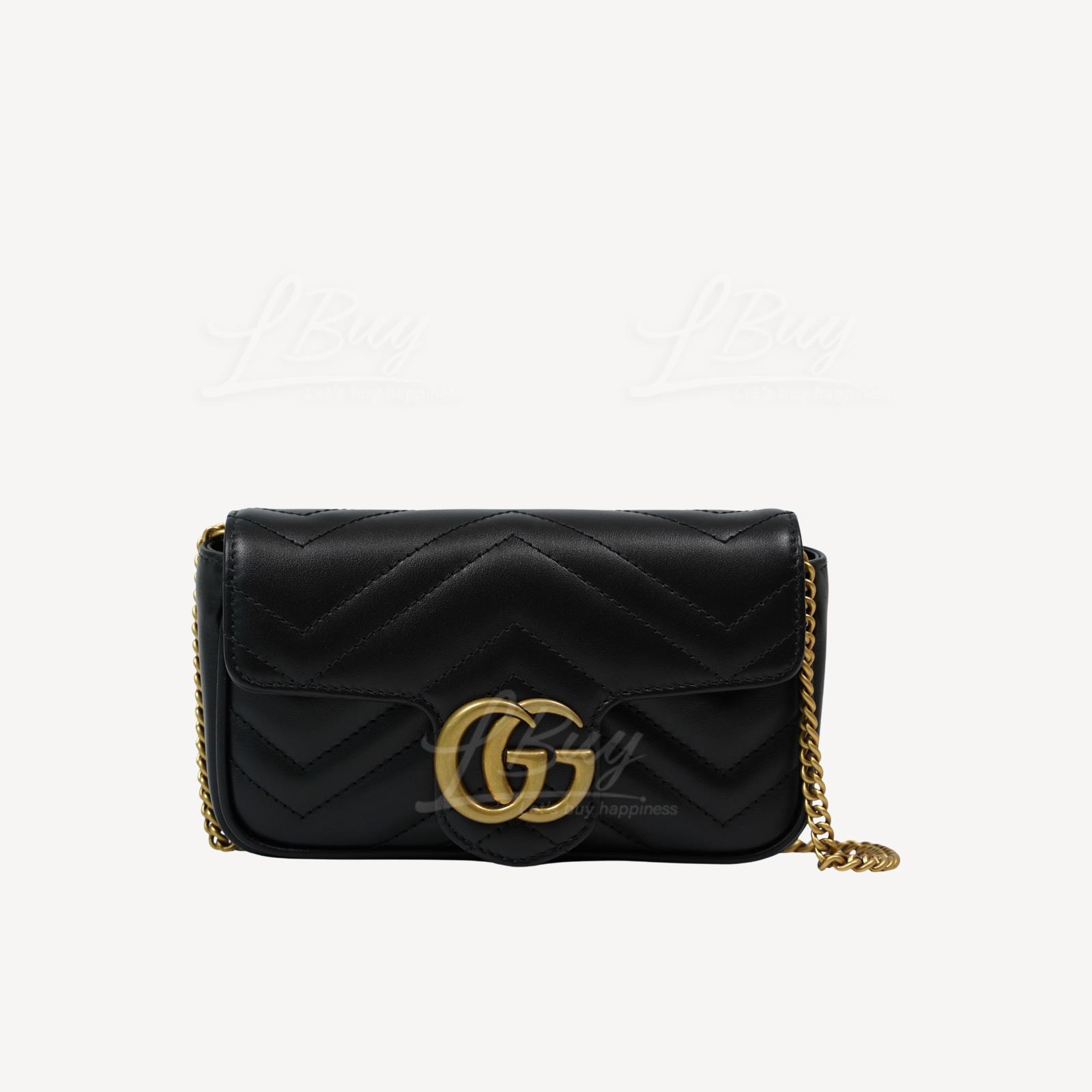 GG Marmont matelassé Leather Super Mini Bag Shoulder Bag Black