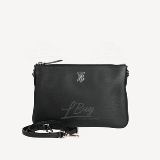 Burberry Silver TB Logo Black Leather Shoulder Bag Crossbody Bag 80751751