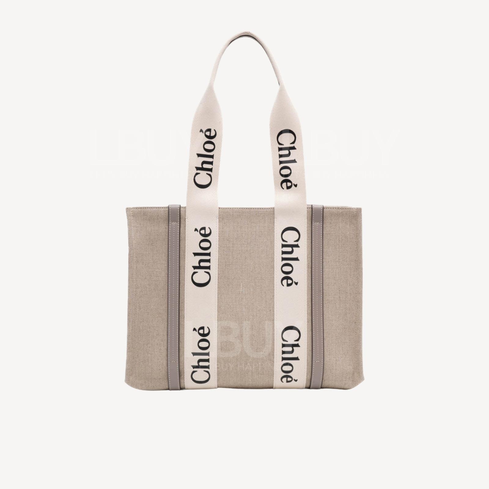 Chloe Medium Woody Tote Bag 麝香灰色边 中号手挽袋