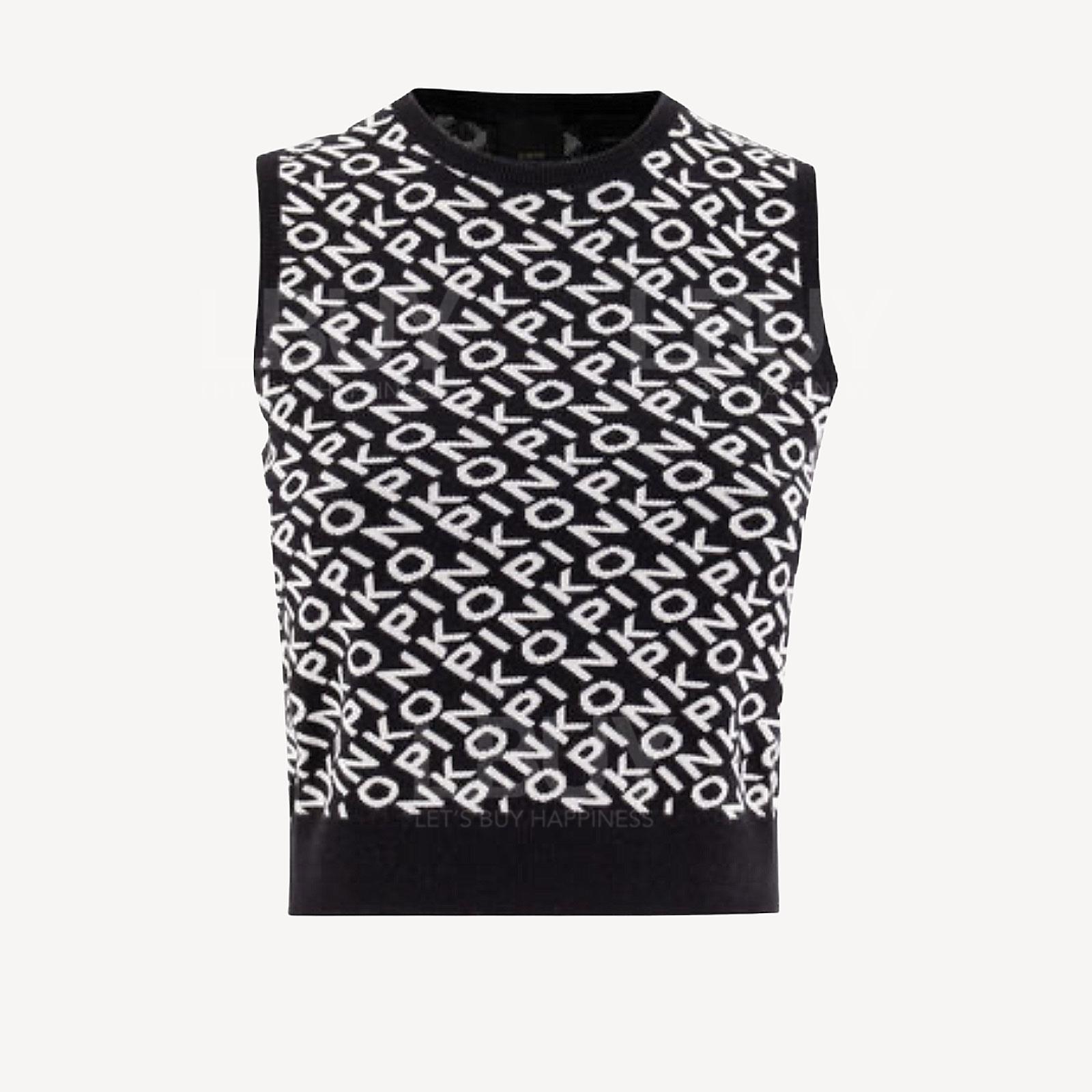 Pinko 黑白英文字母針織背心