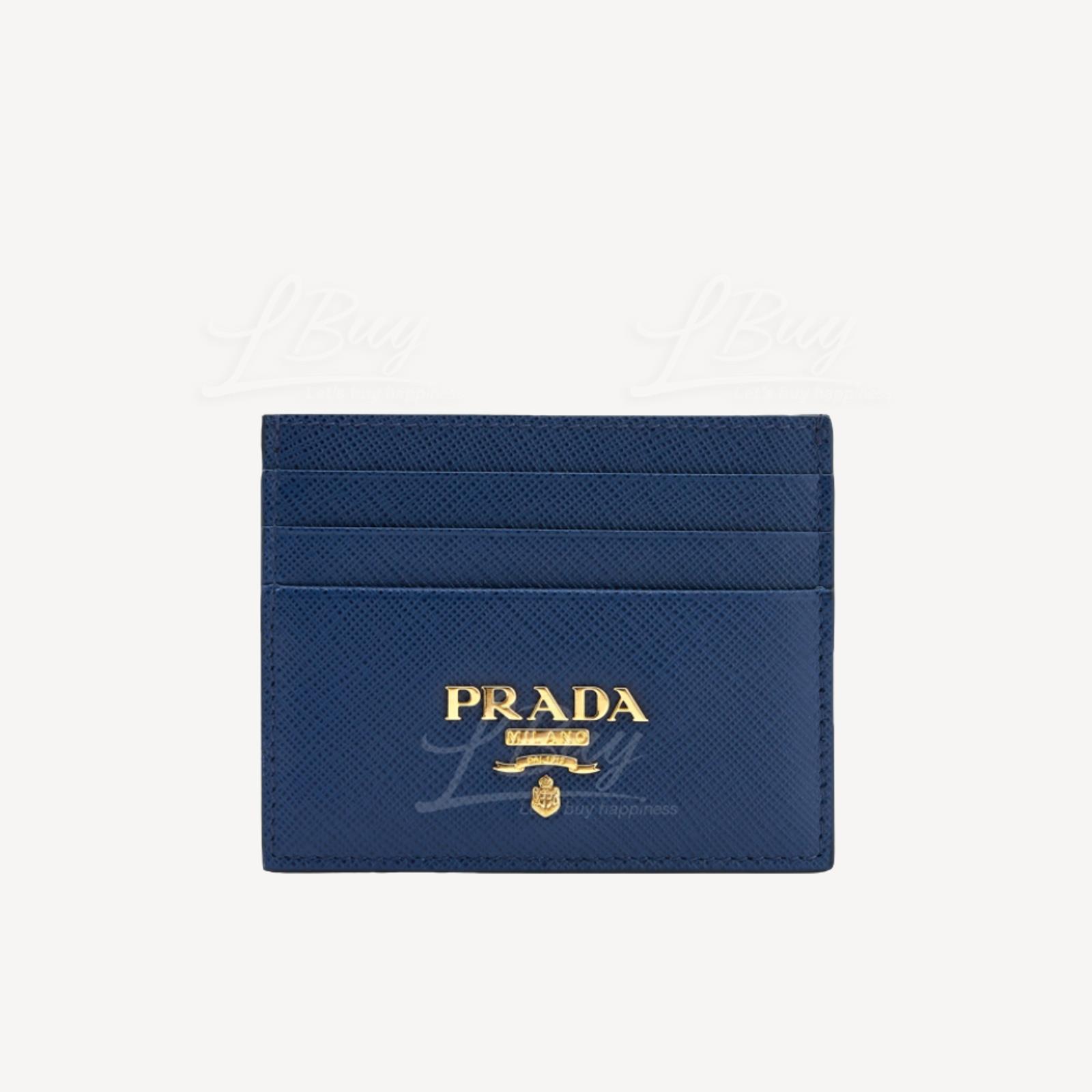 Prada Saffiano Metal 标志皮革卡片包 蓝色 1MC025