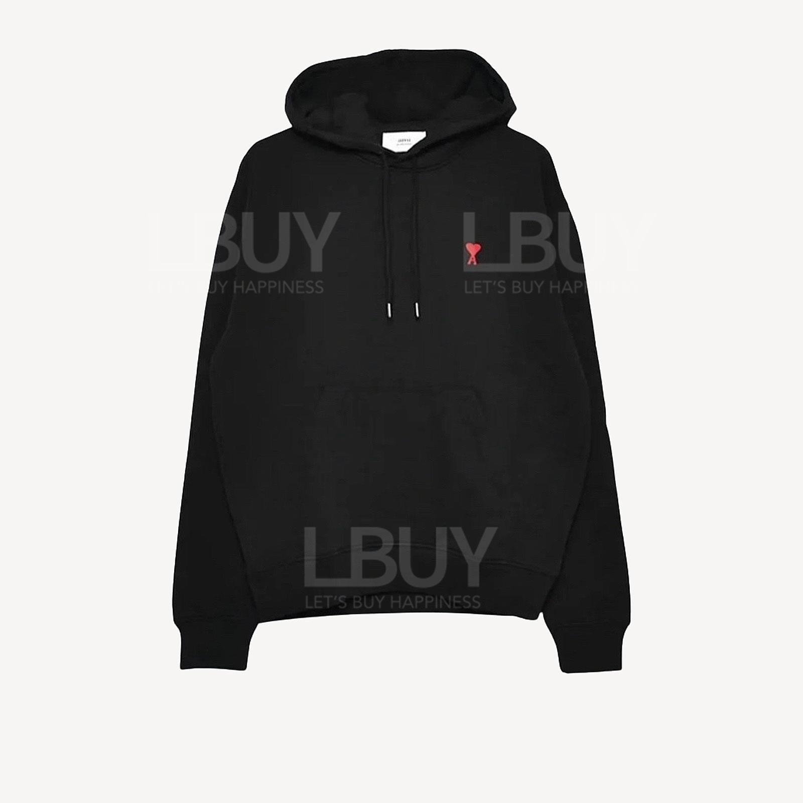 Ami Paris 黑色连帽刺绣红心卫衣 USW205