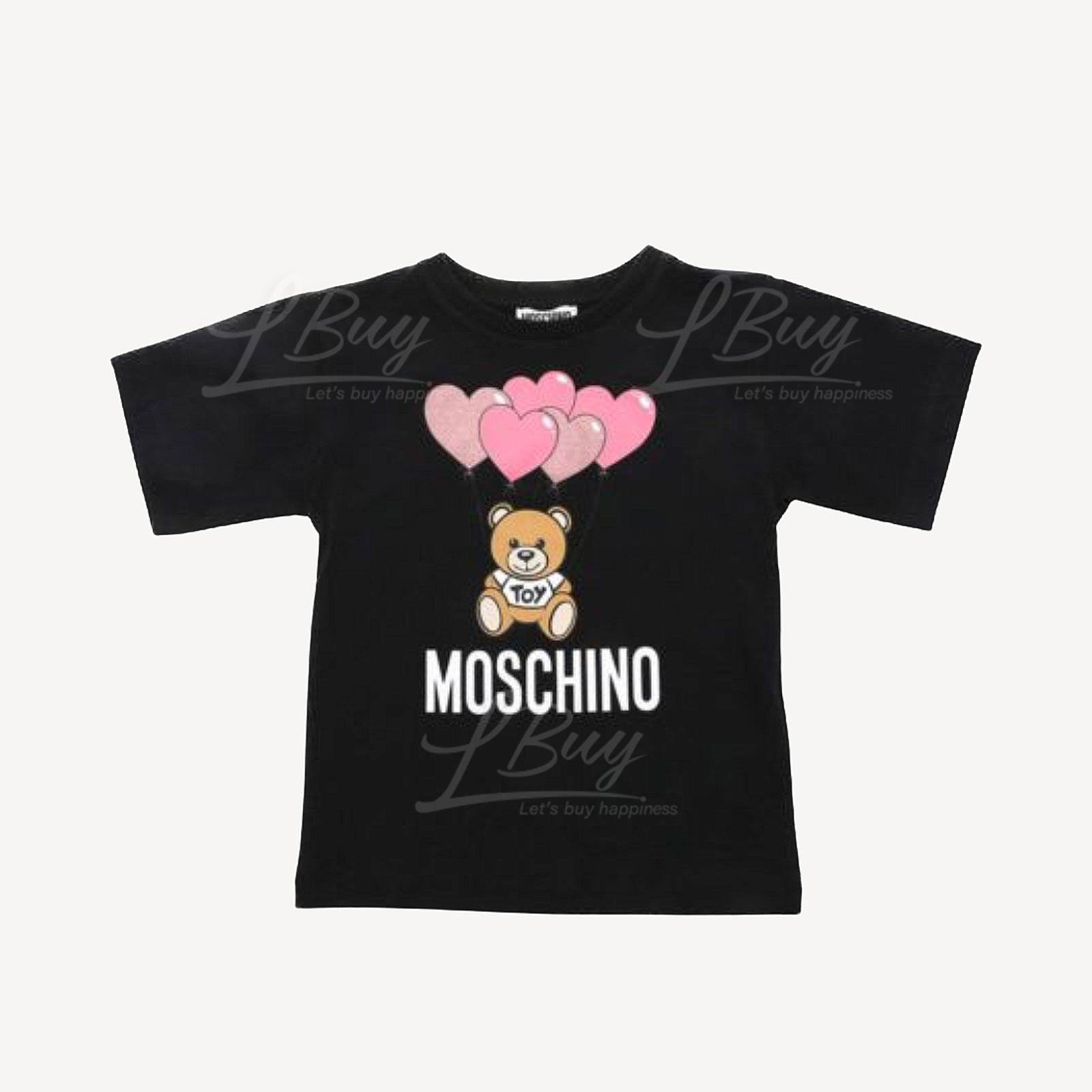Moschino 童裝黑色心心氣球棉質短袖T恤