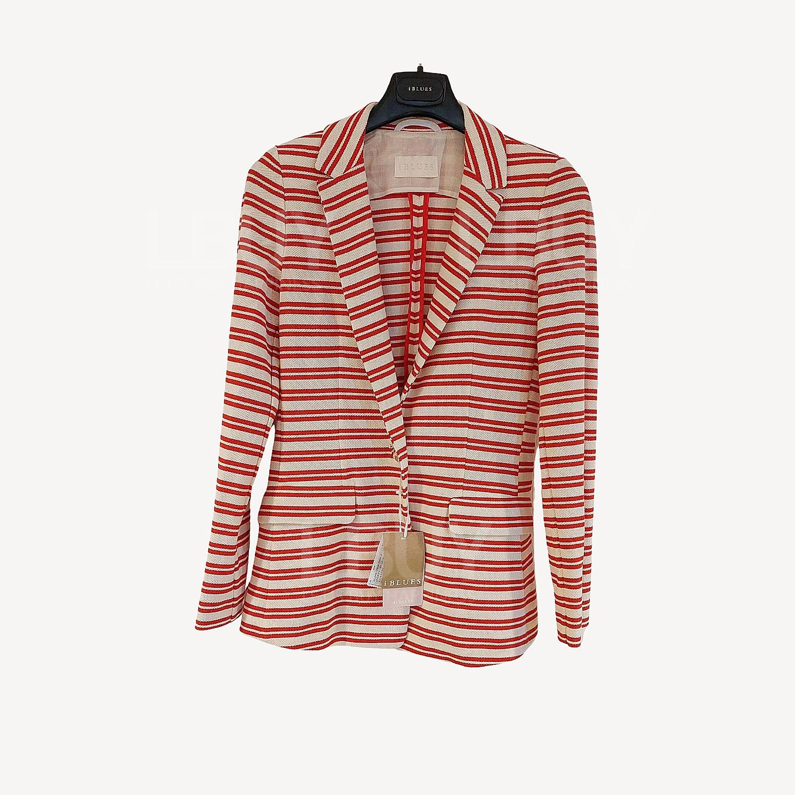 I Blues 紅色併米白橫間西裝外套