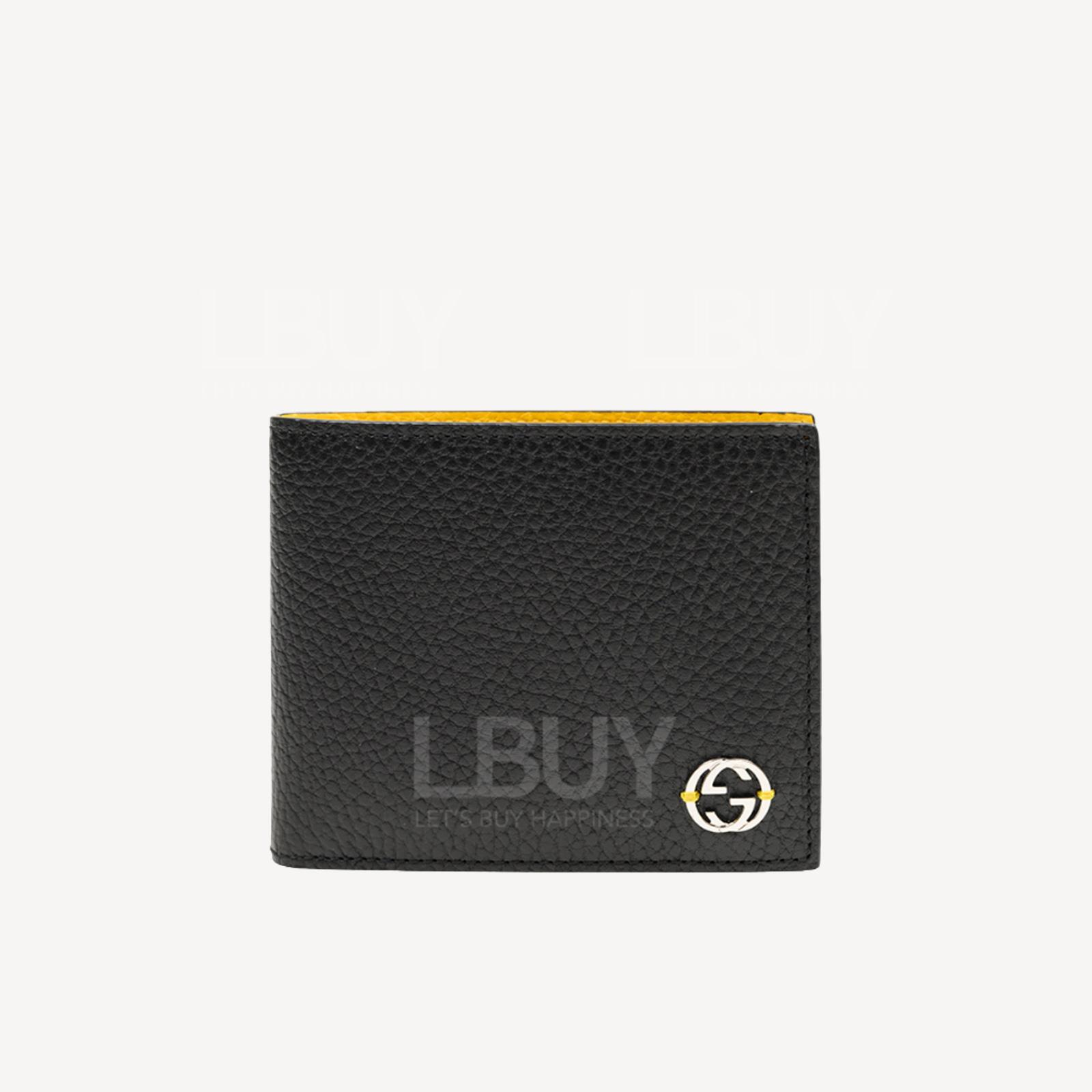 Gucci Silver Logo Short Wallet Black and Yellow 610464