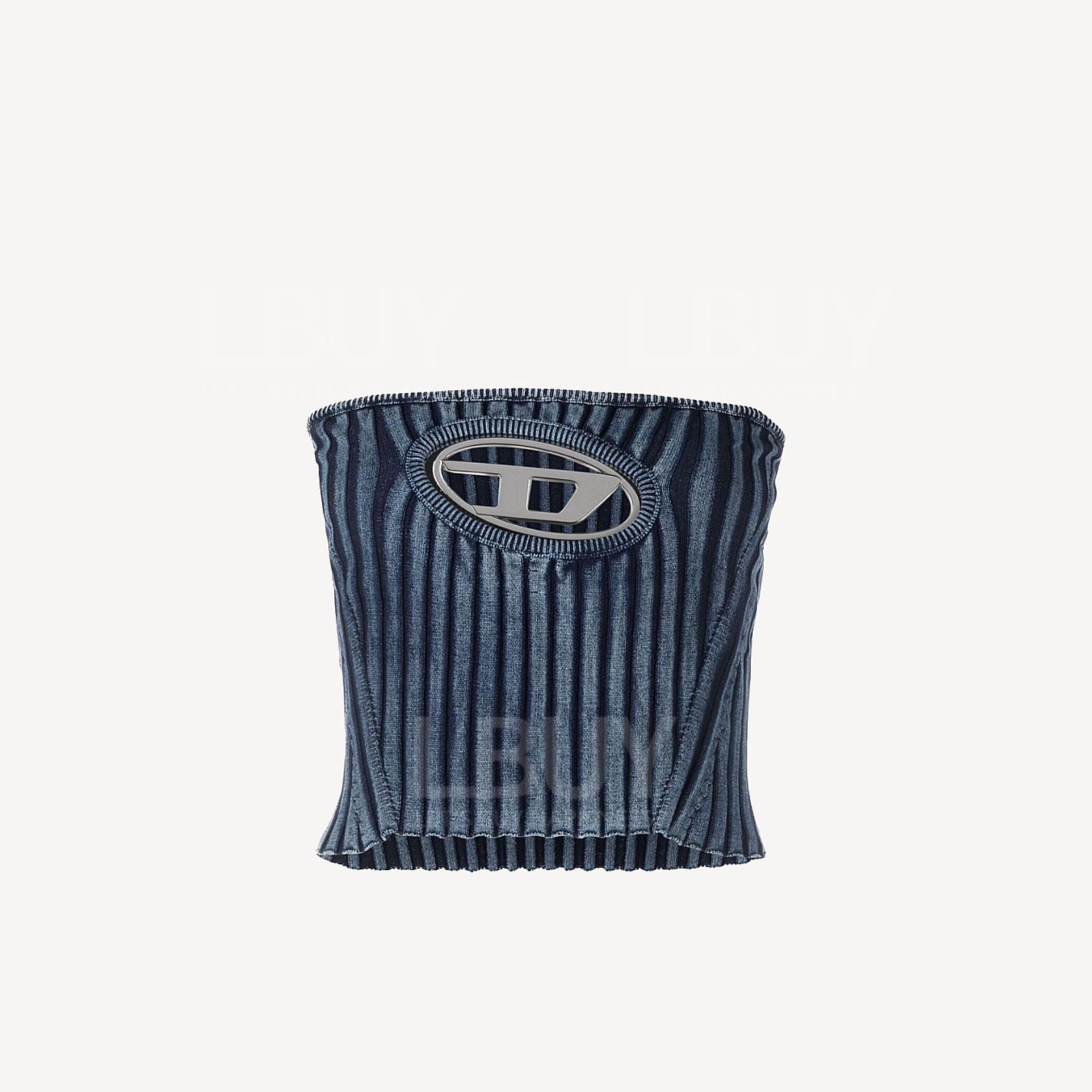 Diesel logo金屬牌鏤空平口上衣