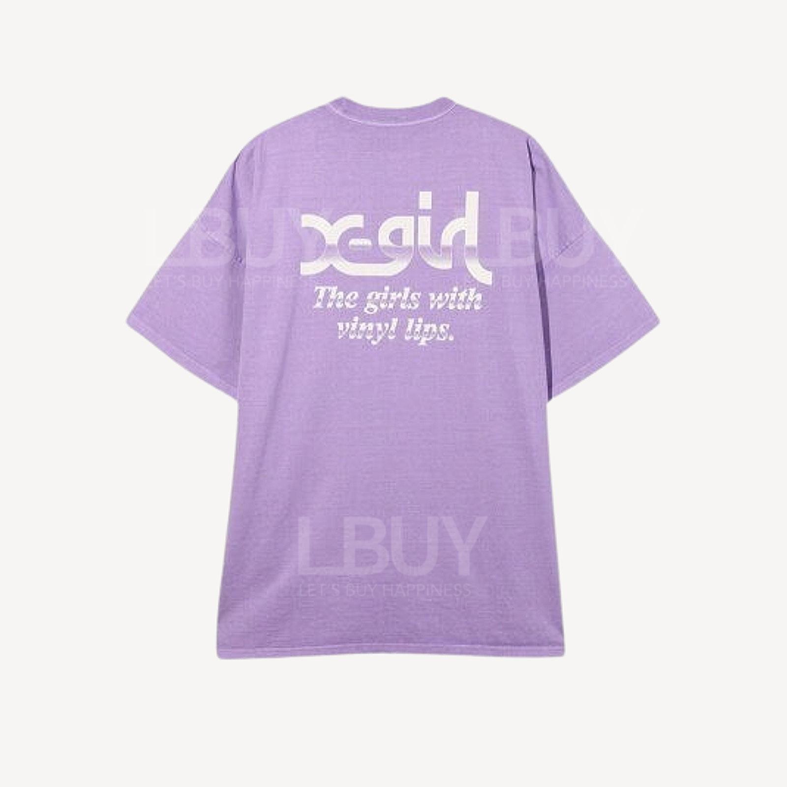 X-girl紫色寬鬆版短袖T恤