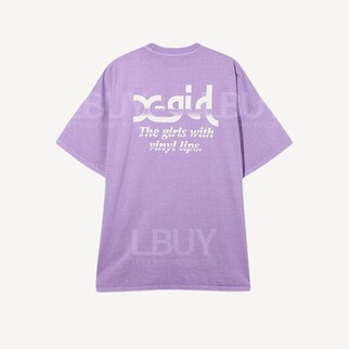 X-girl紫色寬鬆版短袖T恤