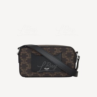 Celine Mini Messenger Box In Triomphe Canvas And CalfskinBlack
