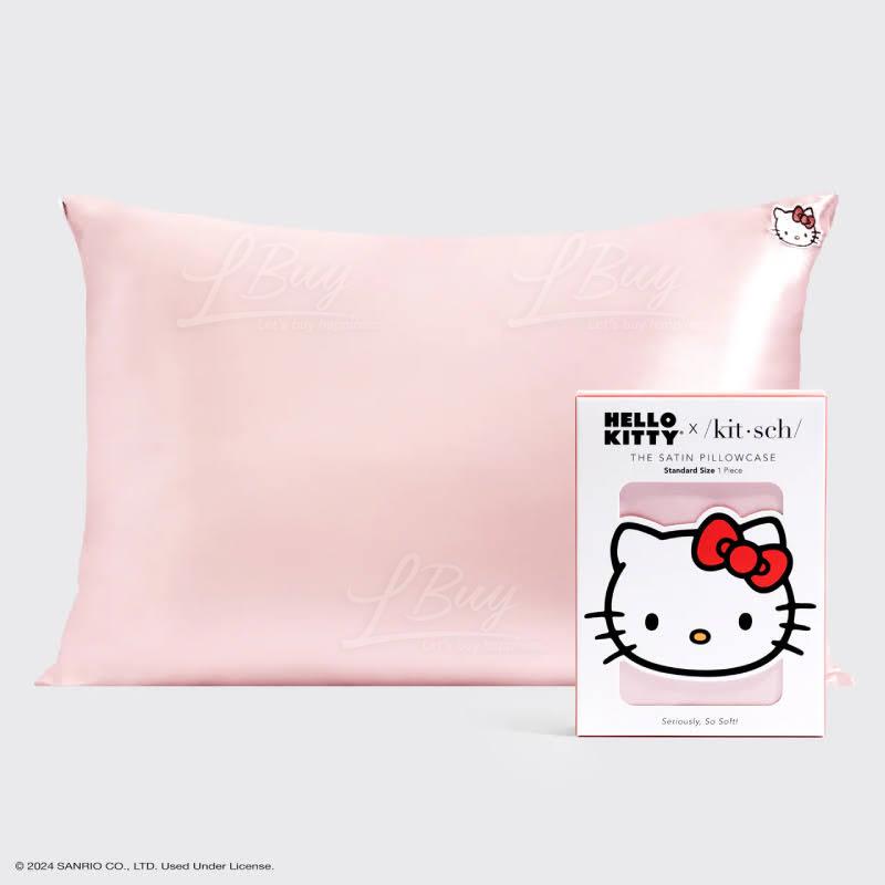 Kitsch X Hello Kitty Pillowcase - Solid Pink Hello Kitty Face 26 in x 19 in