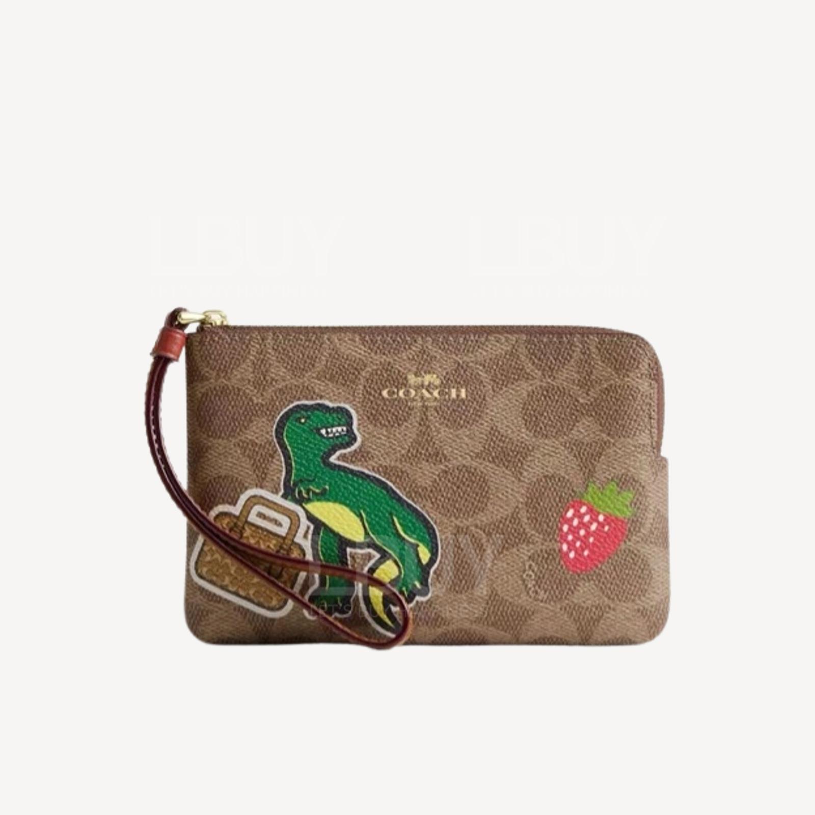 Coach Corner Zip Wristlet In Signature Canvas With Sticker Print