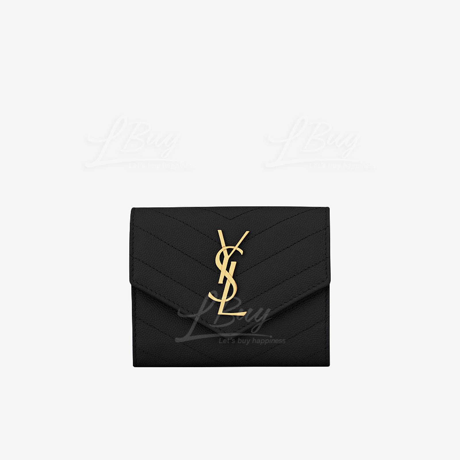 YSL Monogram粒面壓紋皮革小型三摺錢包 403943