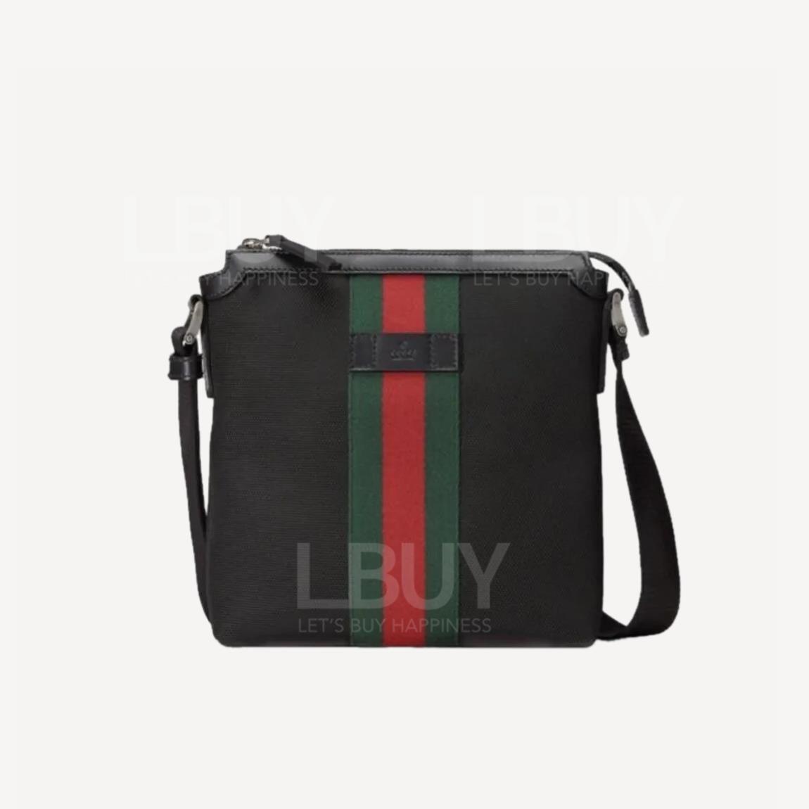 Gucci Large Crossbody Bag with Red and Green Webbing Black 631199