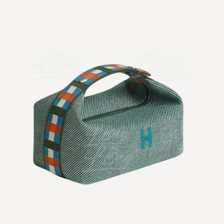 Hermes Bride-a-Brac au Carre Case Small model 飯盒包 深海藍格仔帶 大號