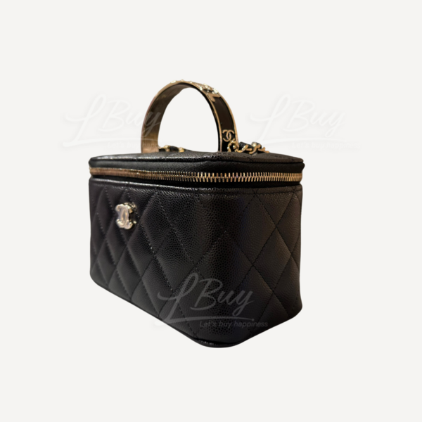 シャネル　CHANEL  手袋　スウェード　黒 Chanel-Chanel 粒紋小牛皮CC Logo金屬手柄黑色手袋AP4426