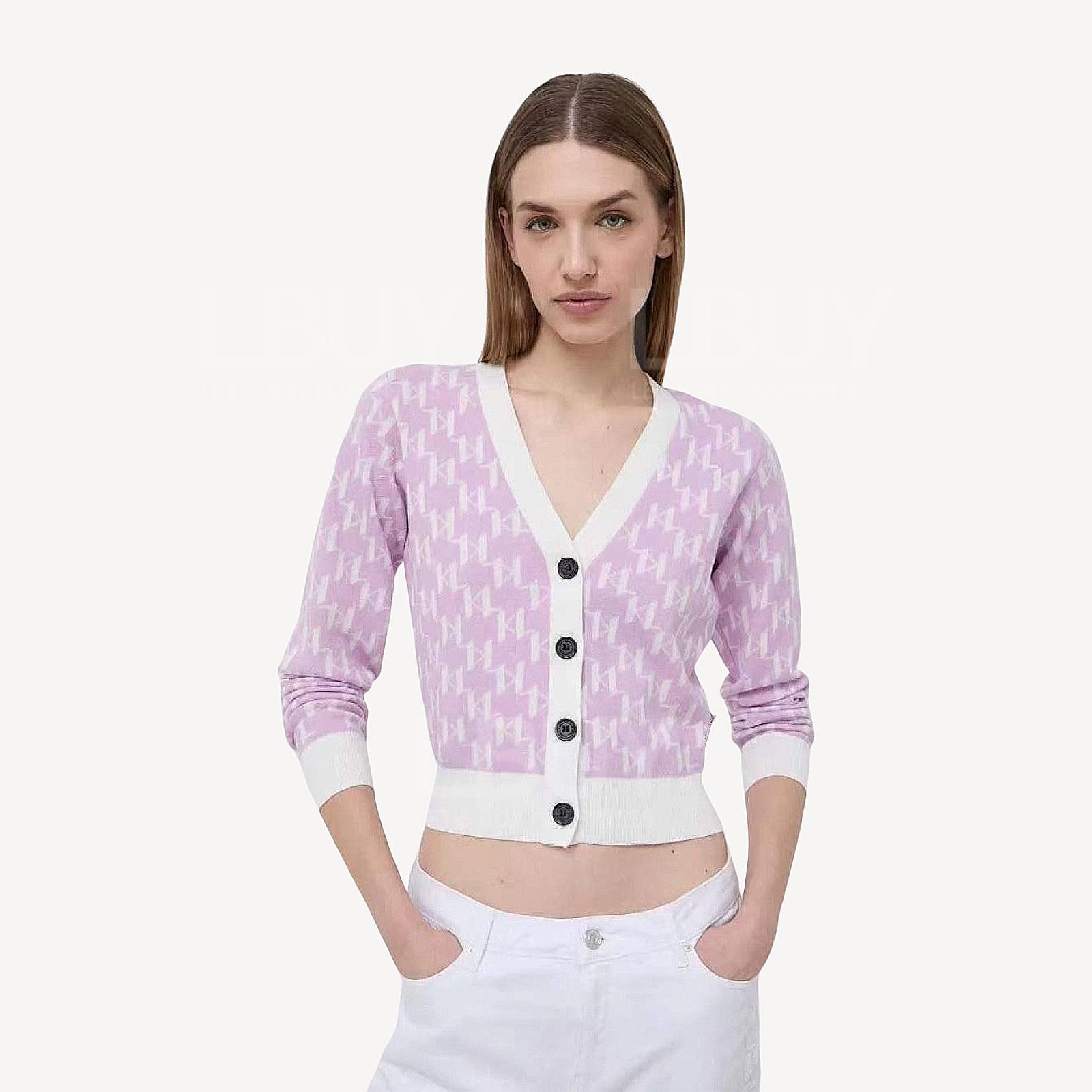 Karl Lagerfeld 老佛爺紫白配飾針織外套