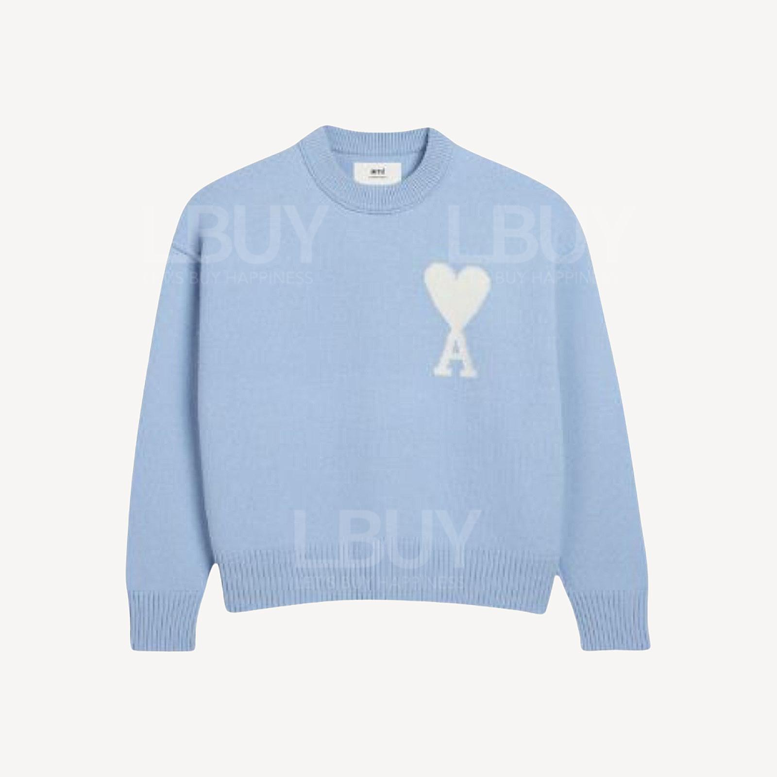 Ami 天蓝色大爱心羊毛衫
