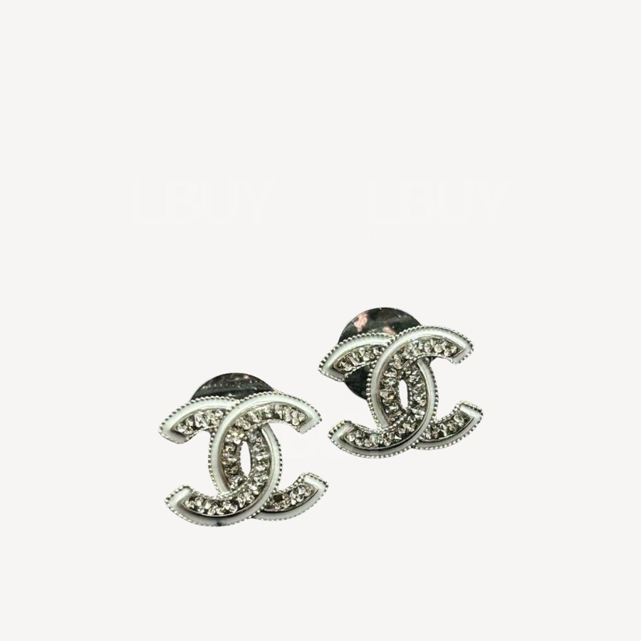 Chanel银色CC logo耳环 ABE867B