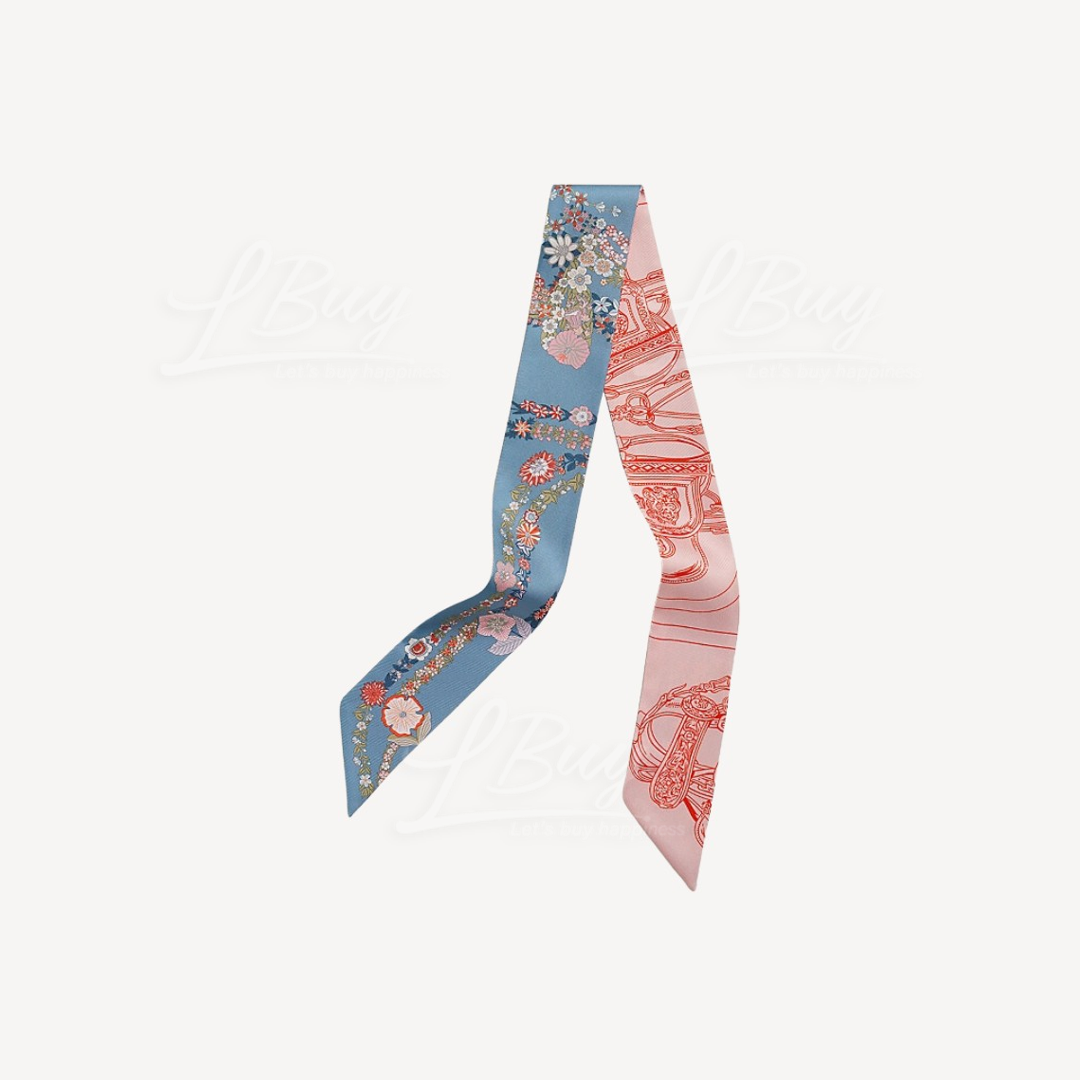 Hermes Brides de Gala en Fleurs Twilly 花卉 牛仔藍併粉色