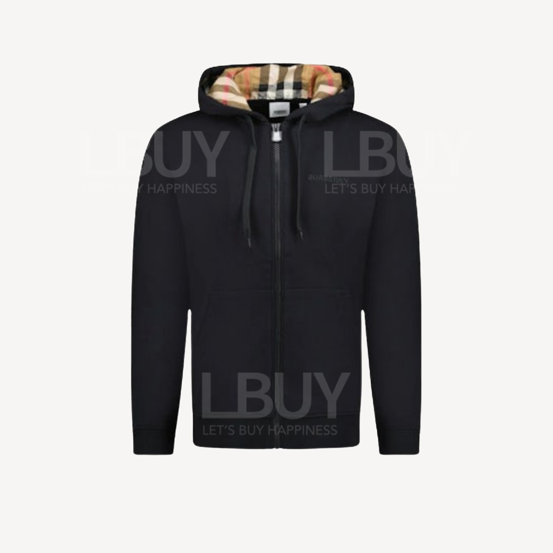 Burberry Hooded Zipper Black Jacket 8084376