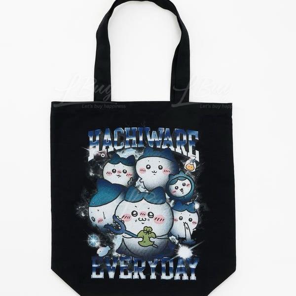 Chiikawa 小八不同造型黑色tote bag