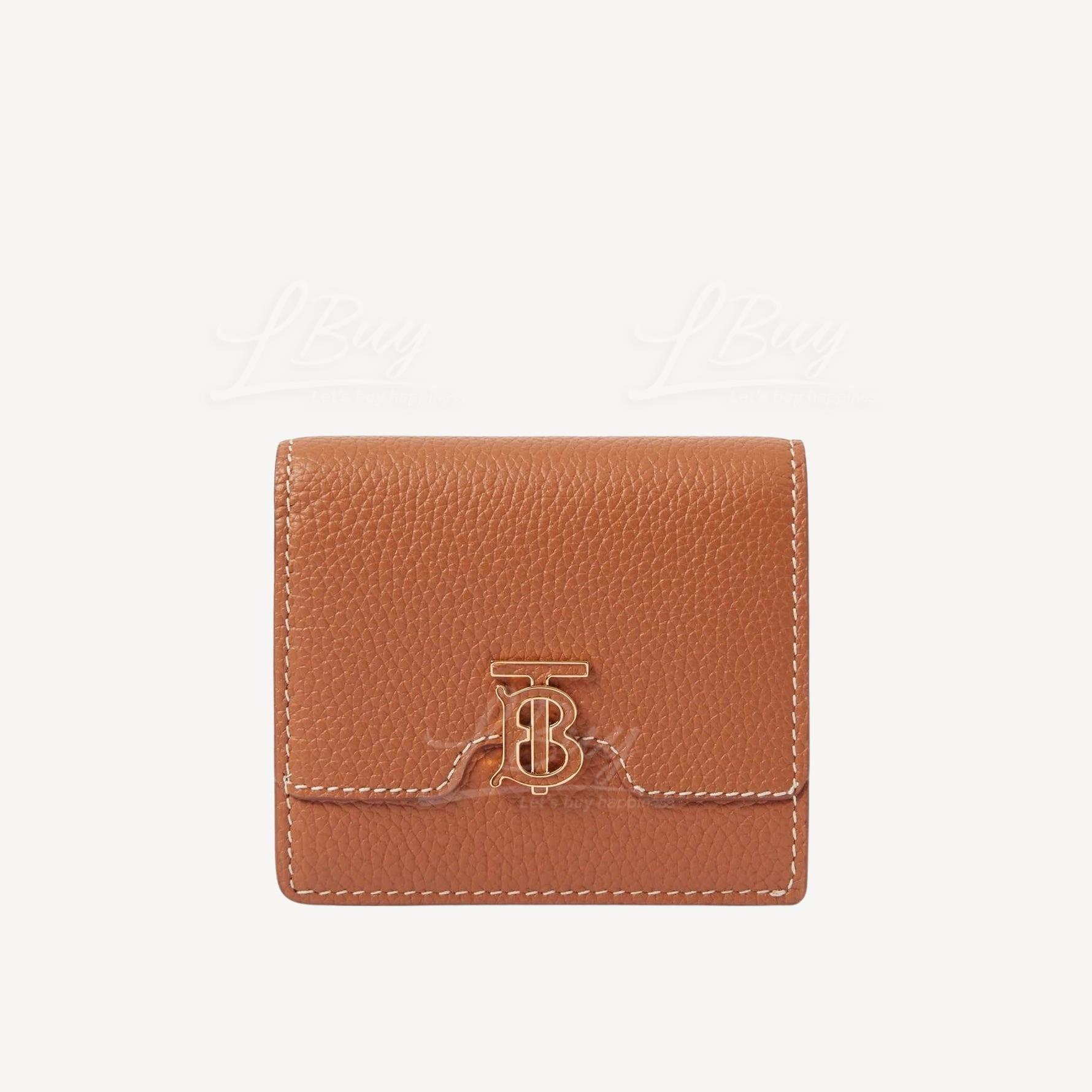 Burberry Grainy Leather Tb Folding Wallet Brown Short Wallet