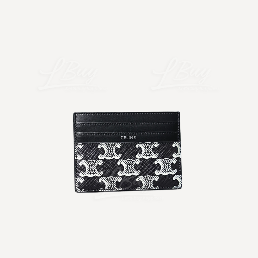 Celinr Triomphe 双色帆布和小牛皮大号卡包