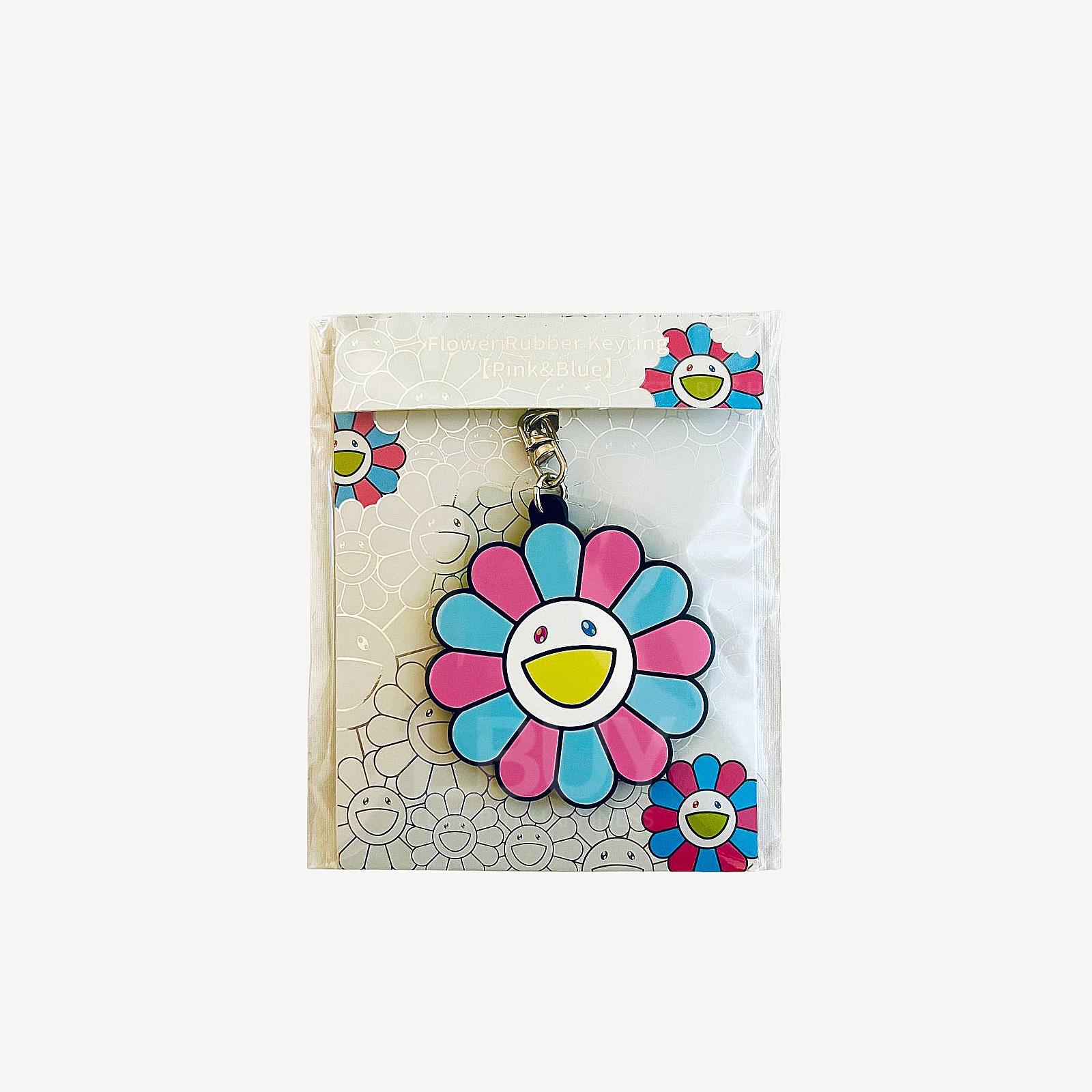 Flower Rubber Keyring (Clear Pink & Blue)