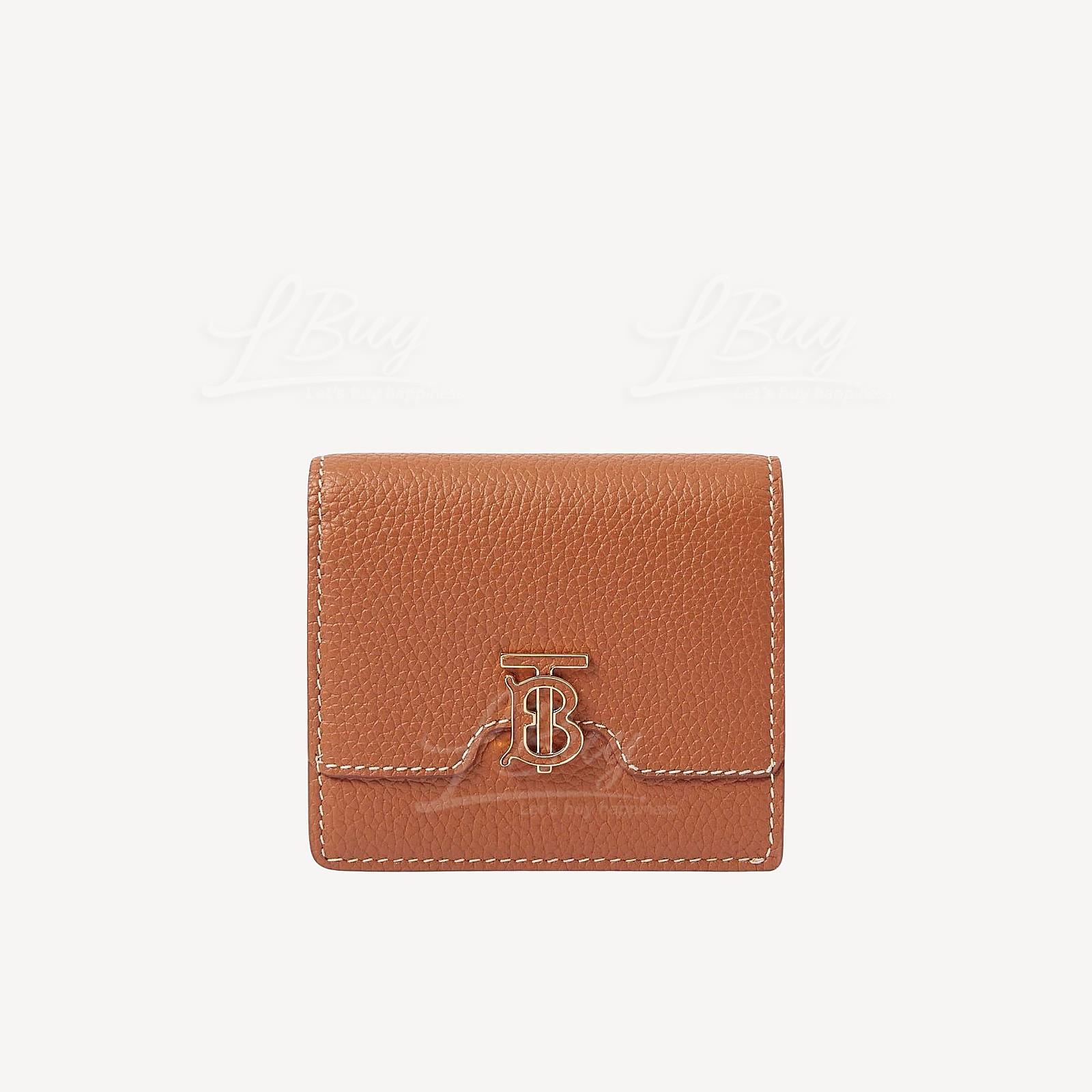 Burberry Grainy Leather Tb Folding Wallet Brown Short Wallet