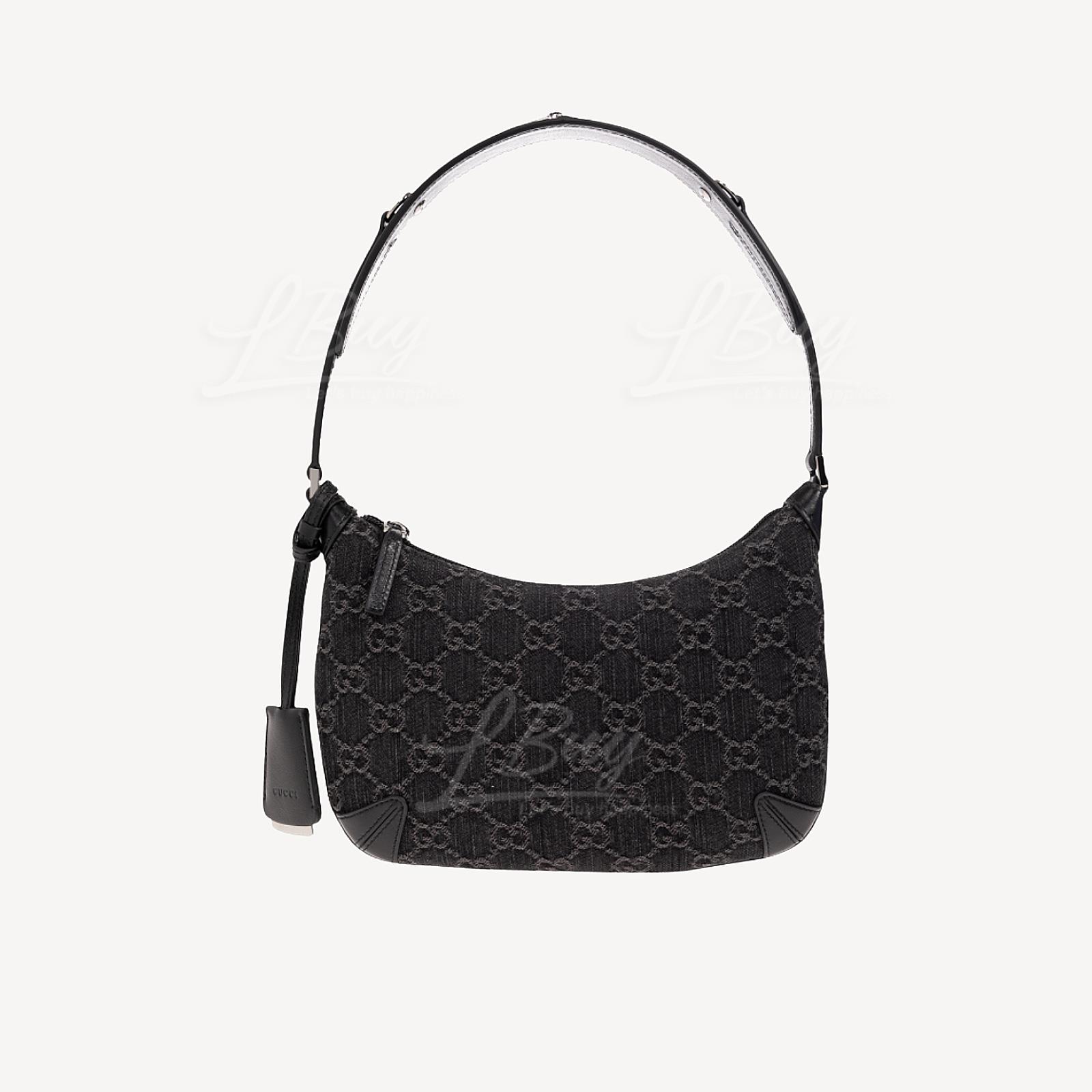Gucci GG Logo 黑色牛仔 側揹袋 774919