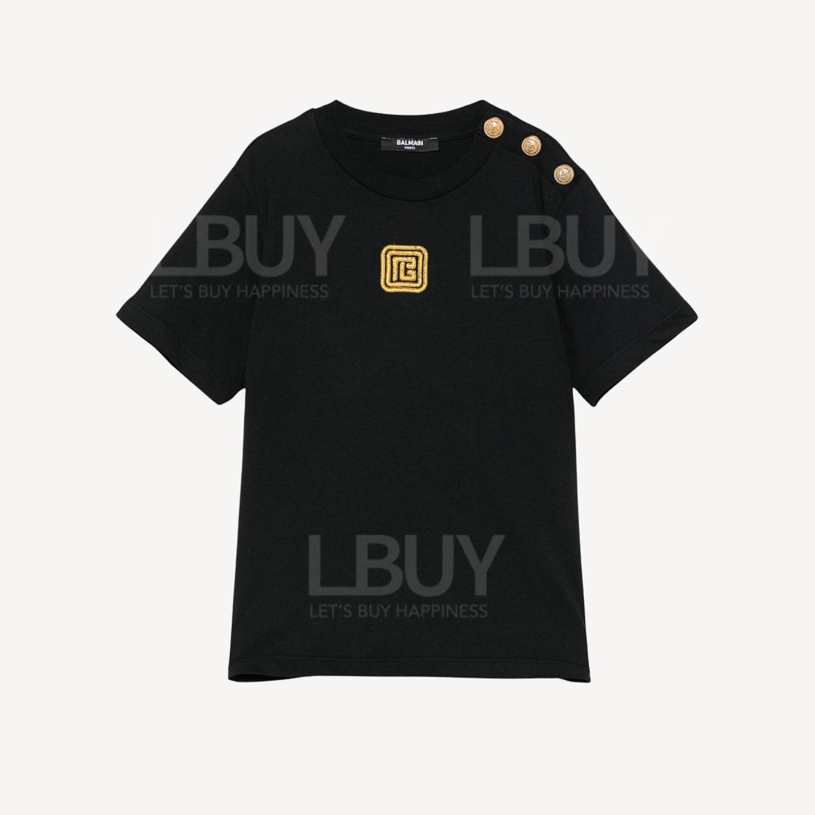 Balmain 刺繡Logo金鈕黑色T-shirt