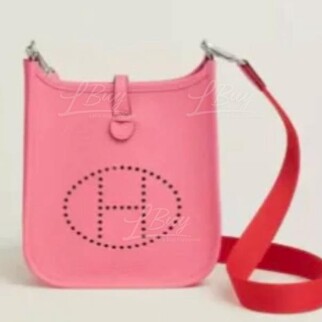 Hermes Mini Evelyne 16 Amazone Bag Lip Balm Powder 8W Silver Clasp Rouge Pivoine Shoulder Strap