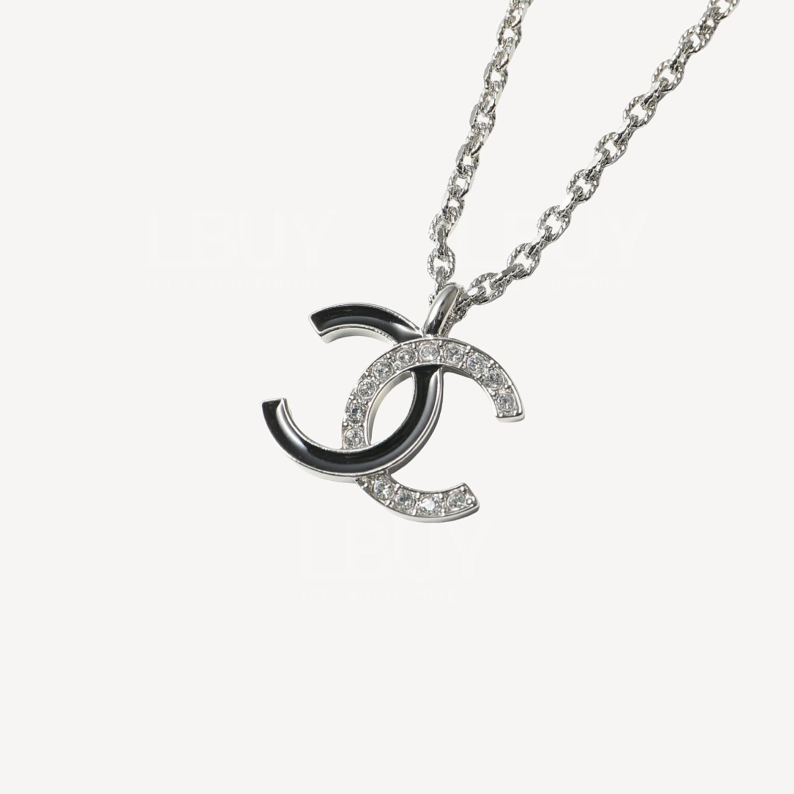 Chanel CC Logo 黑银颈炼 ABF793