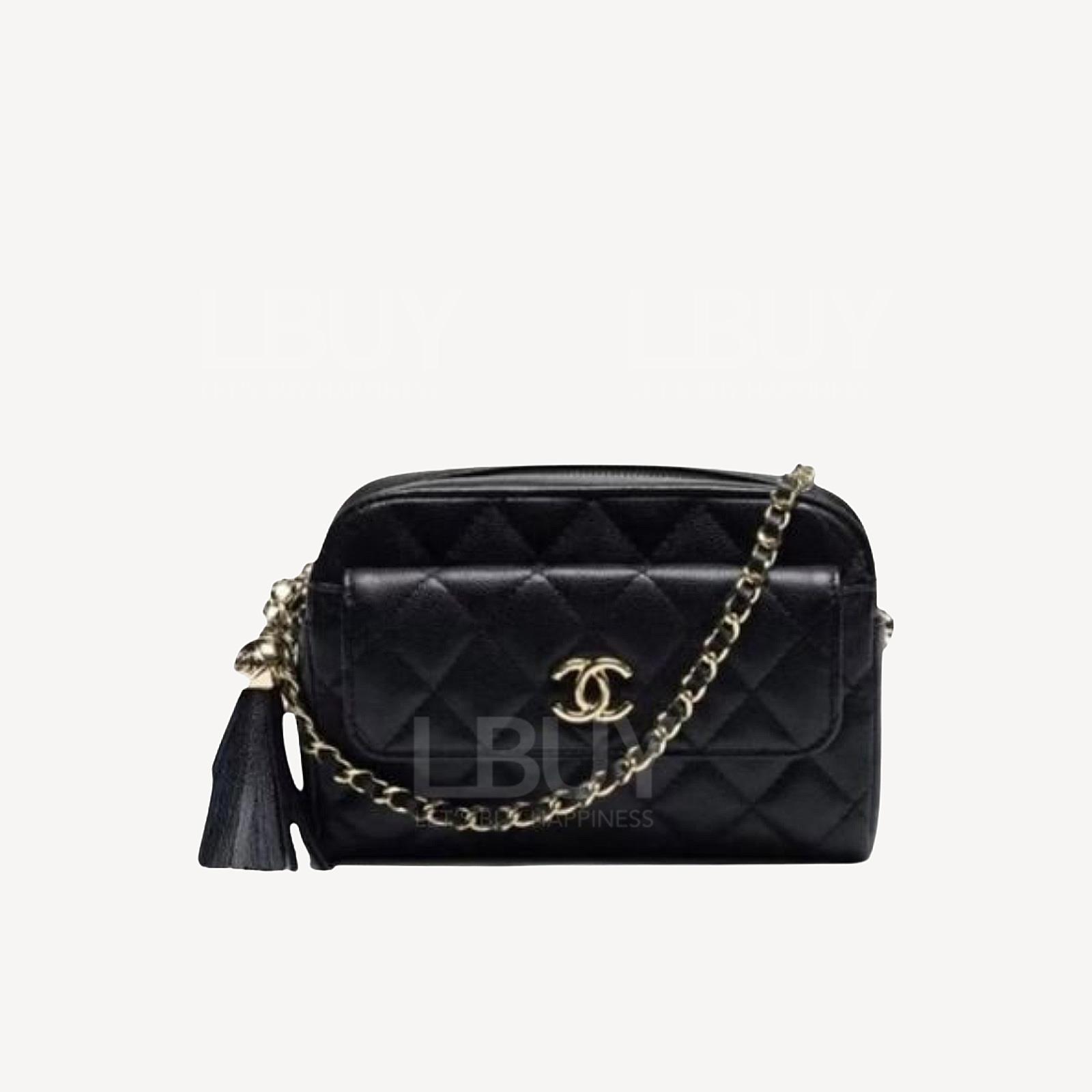 Chanel CC Logo 黑色口袋相机包侧背袋 AS5666