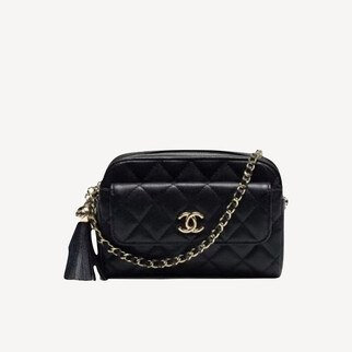 Chanel CC Logo 黑色口袋相機包側揹袋 AS5666