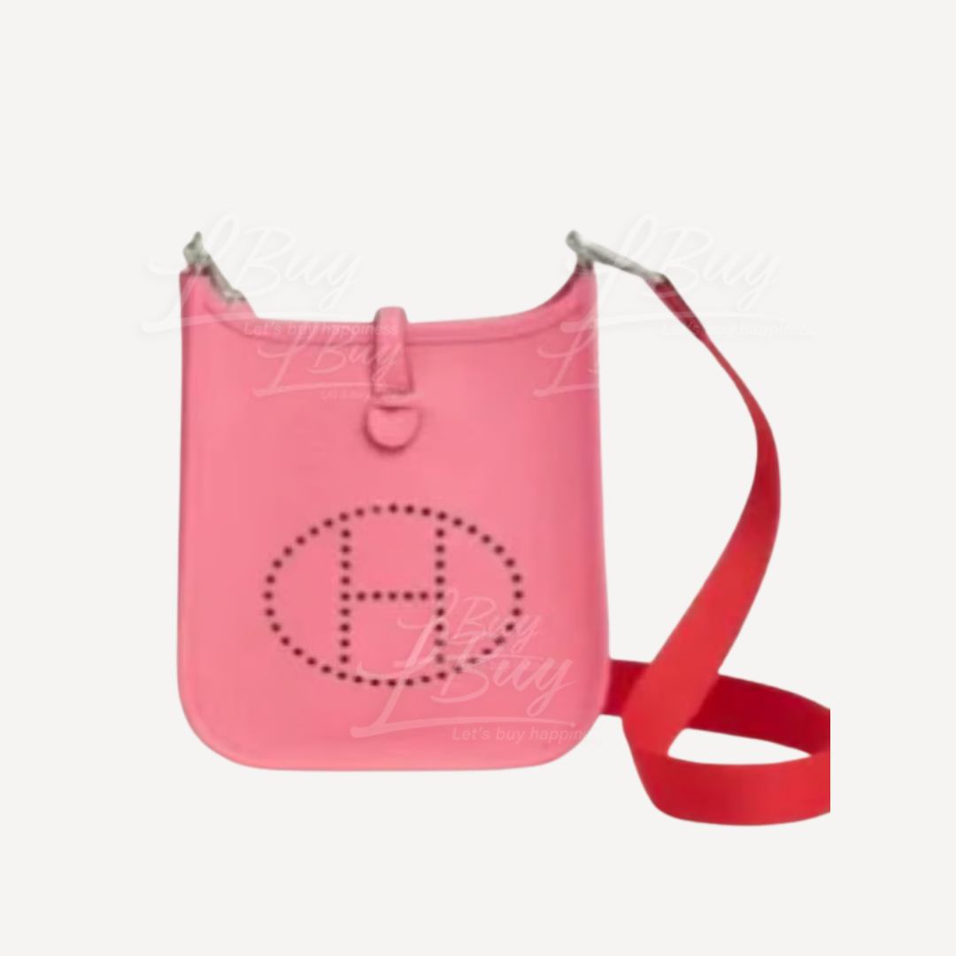 Hermes Mini Evelyne 16 Amazone Bag 唇膏粉 8W 銀扣 拼 rouge pivoine肩帶