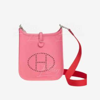 Hermes Mini Evelyne 16 Amazone Bag Lip Balm Powder 8W Silver Clasp Rouge Pivoine Shoulder Strap