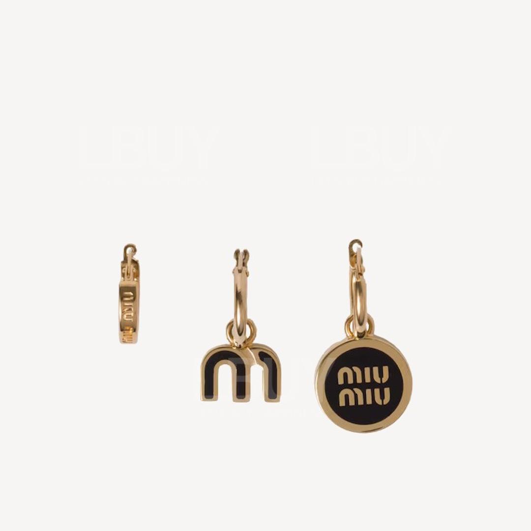 Miu Miu Black Gold Charm Earrings Set