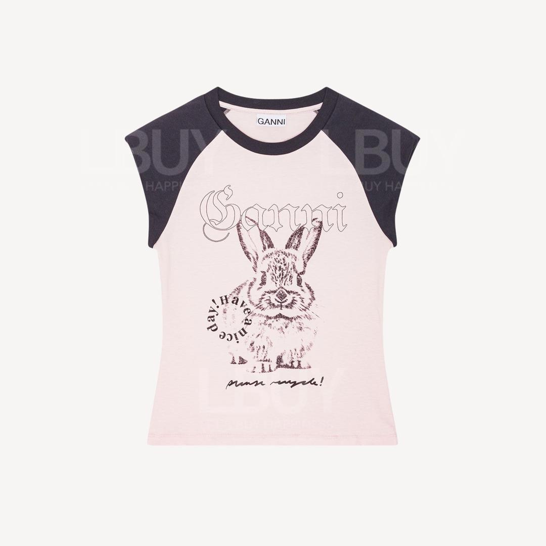 Ganni Chicken Wings Sleeve Rabbit T-Shirt