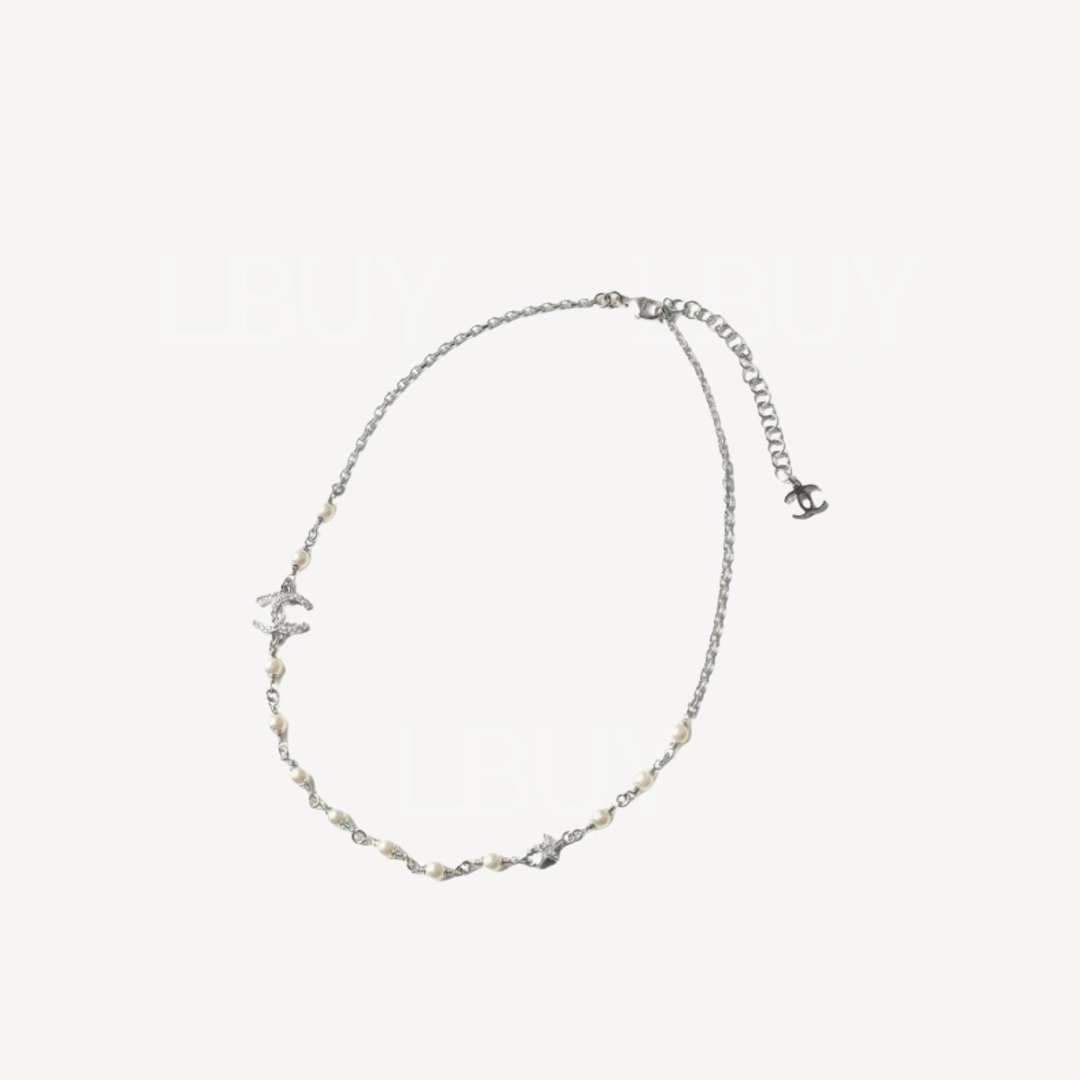 Chanel CC Logo Pearl and Star Necklace ABF742