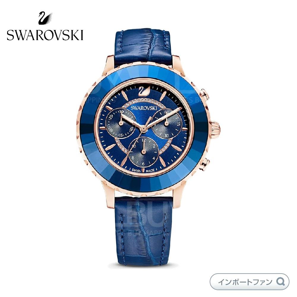 SWAROVSKI Octea Lux Chrono (皮革表带，蓝色，玫瑰金色饰面)
