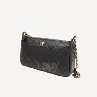 Chanel Gold CC Logo Black Grained Calfskin Handbag AP4704